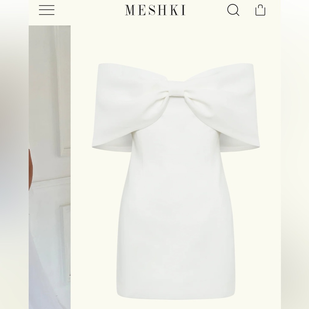 Meshki Strapless White Dress with Bow Detail